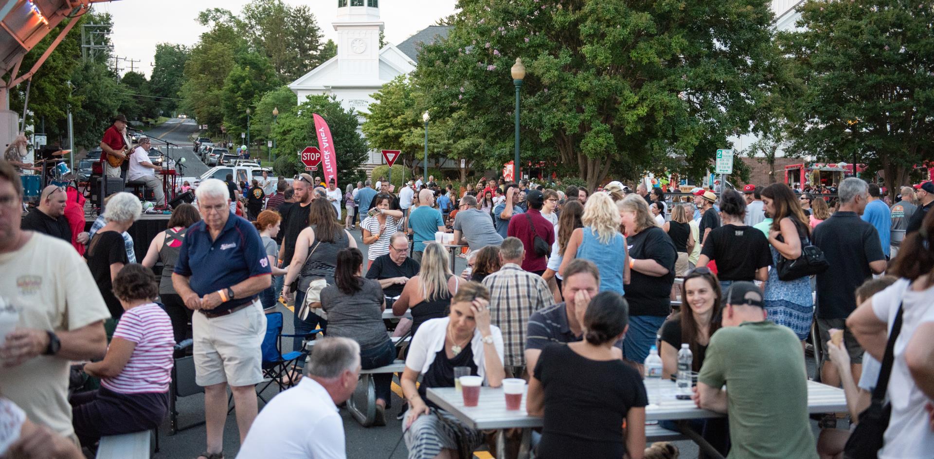 Groups eating at a concert